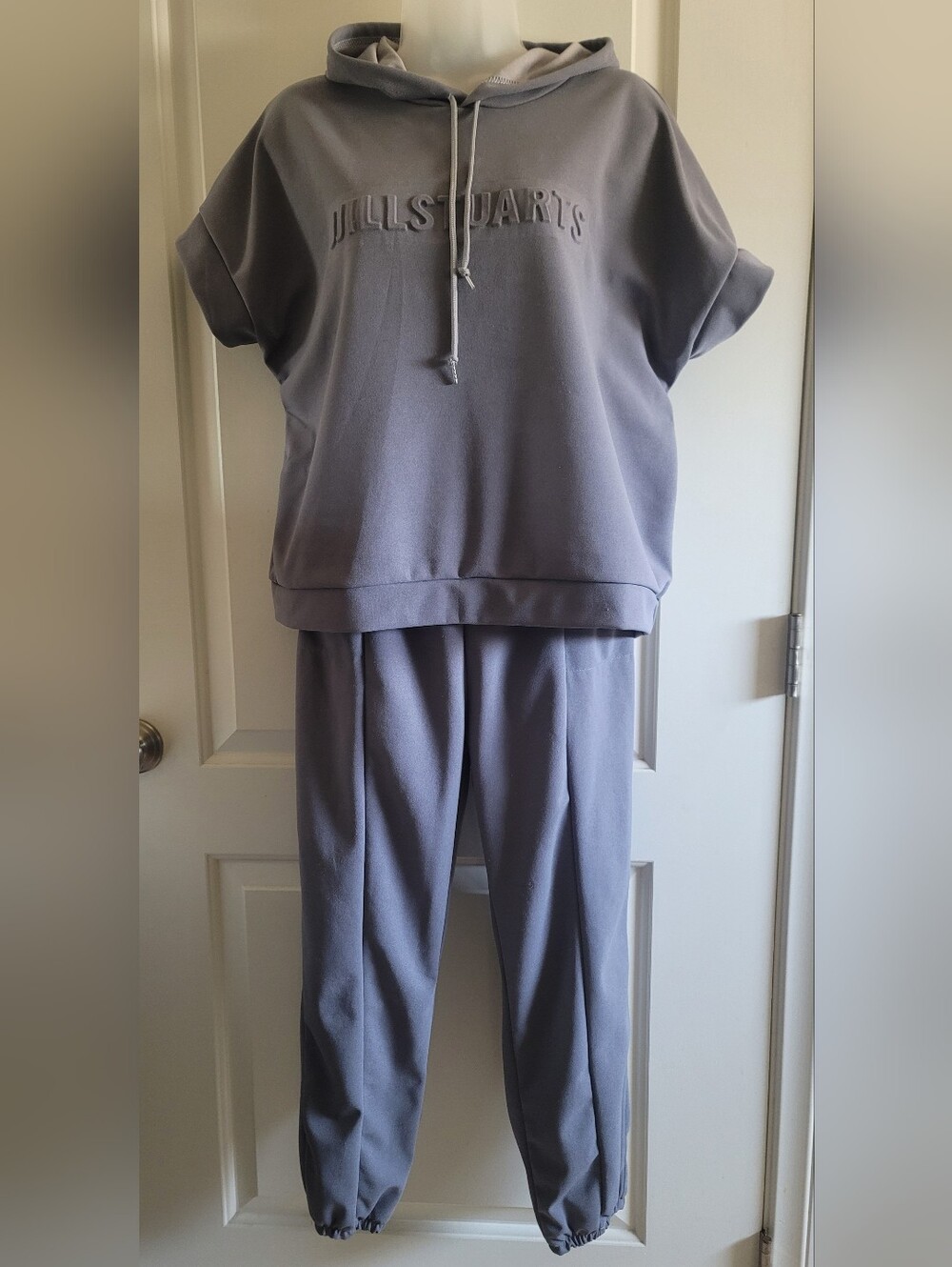 Gray Short-Sleeve Hooded Fashion Set